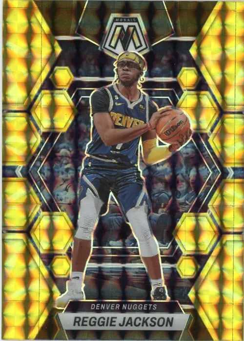 2022-23 Panini Mosaic Reactive Yellow #52 Reggie Jackson Denver Nuggets NM-MT