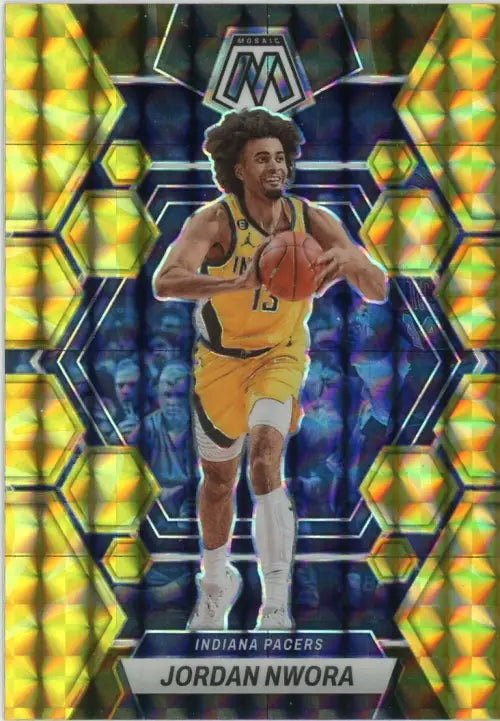 2022-23 Panini Mosaic Reactive Yellow #24 Jordan Nwora Indiana Pacers Card NM-MT