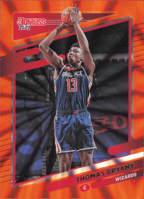 2021-22 Donruss Holo Orange Laser #7 Thomas Bryant Washington Wizards Card NM-MT