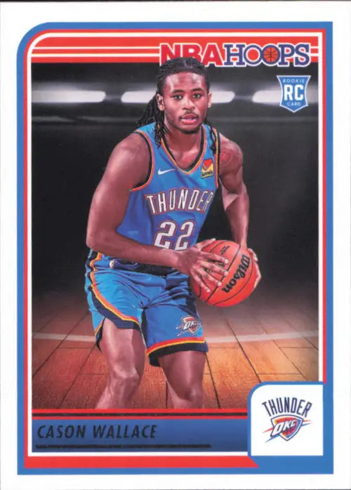 2023-24 Hoops #252 Cason Wallace Rookie Oklahoma City Thunder Basketball NM-MT