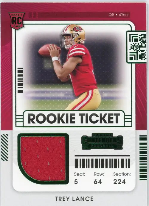 2021 Panini Contenders Rookie Ticket Swatches #3 Trey Lance Jersey 49ers NM-MT