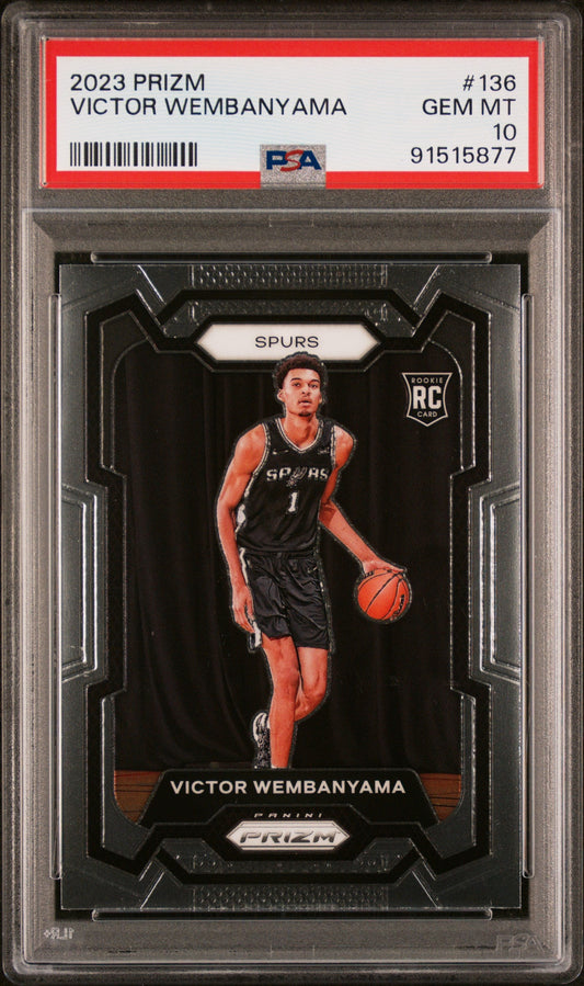 Victor Wembanyama 2023 Panini Prizm #136 PSA 10 Gem Mint basketball card dribbling