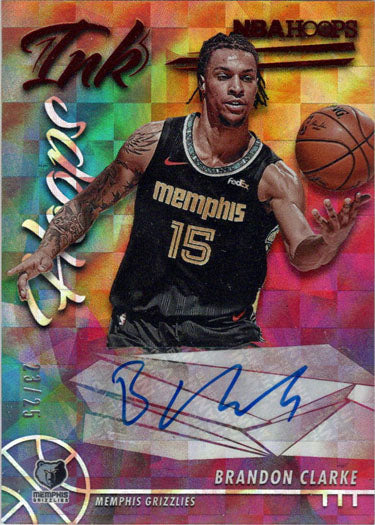 Panini Hoops Basketball 2021-22 Hoops Ink Red Auto Card HI-BCL Brandon Clarke 23/25