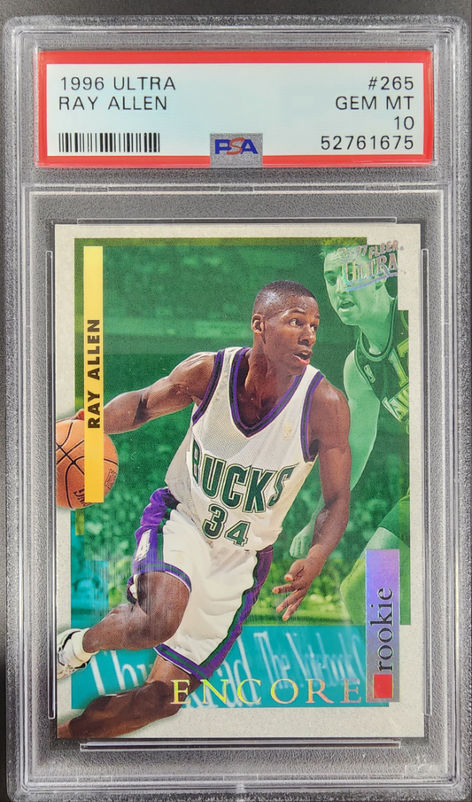 PSA graded Ray Allen 1996 Ultra Rookie #265 card in Gem Mint condition