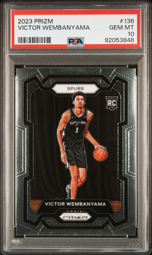 Victor Wembanyama 2023 Panini Prizm #136 PSA 10 Gem Mint Brooklyn Nets card dribbling