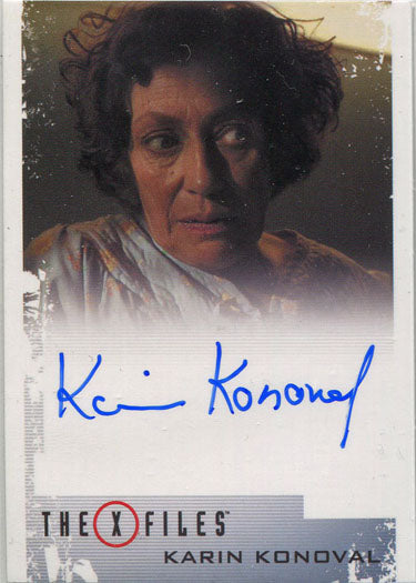 Autograph card of Karin Konoval as Judy Poundstone from X-Files Season 10 and 11