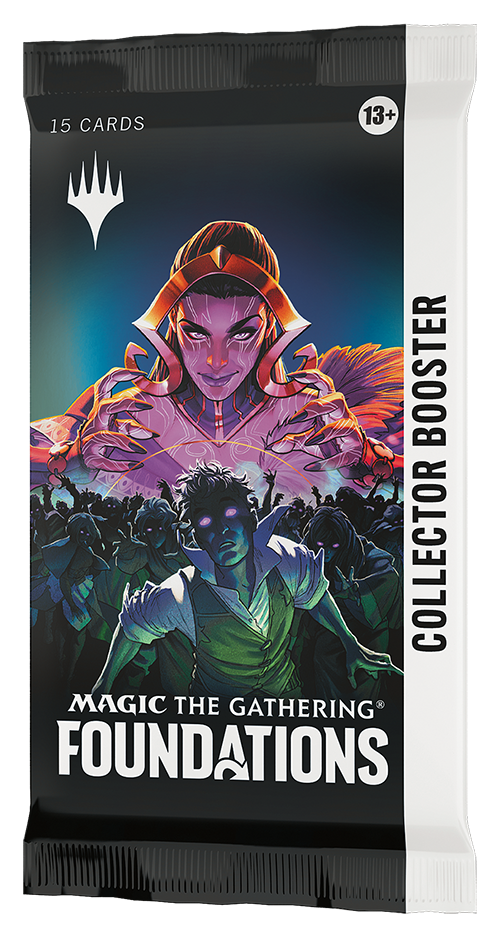 Magic: The Gathering Foundations collector booster pack with fantasy artwork and magic elements