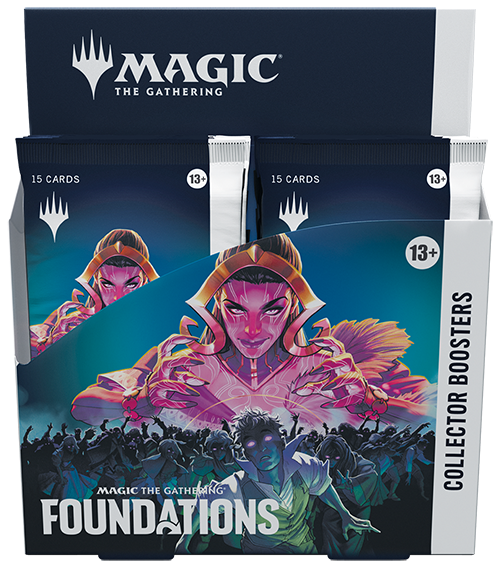 Magic The Gathering Foundations Collector Booster Box with pink-tinted fantasy art