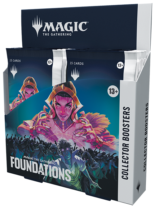 Magic The Gathering Foundations Collector Booster Box with vibrant pink and purple artwork