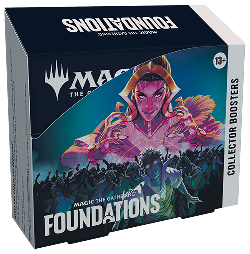 Magic The Gathering Foundations Collector Booster Box with vibrant pink and purple artwork