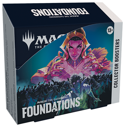 Magic The Gathering Foundations Collector Booster Box with vibrant pink and purple artwork