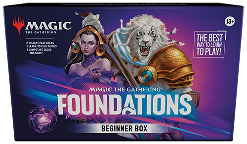 Magic: The Gathering Foundations Beginner Box with fantasy artwork and white beast cover