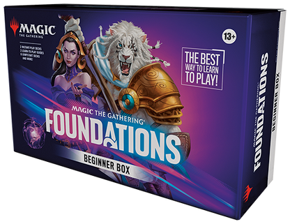 Magic The Gathering Foundations Beginner Box with fantasy artwork on purple packaging