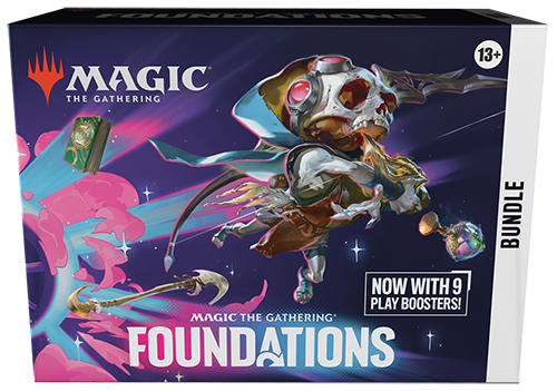 Magic the Gathering Foundations bundle box with a robotic character and colorful effects