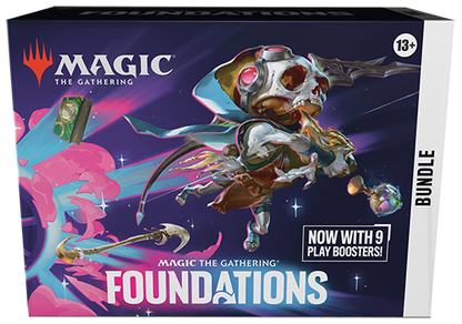 Magic the Gathering Foundations bundle box with a robotic character and colorful effects