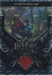 Prop card showcasing red fabric from Harry Potter movie costume in trading cards collection