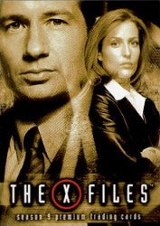 Promotional poster for The X-Files featuring main characters on X-Files trading card