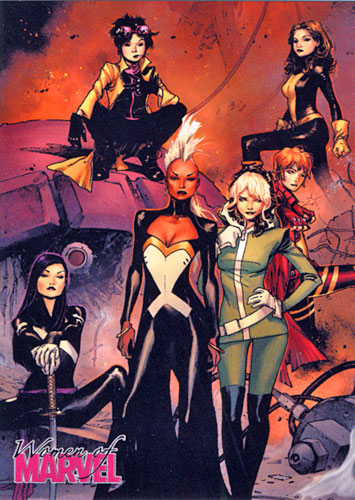 Group of female superheroes posing for Women of Marvel Series Two promo card