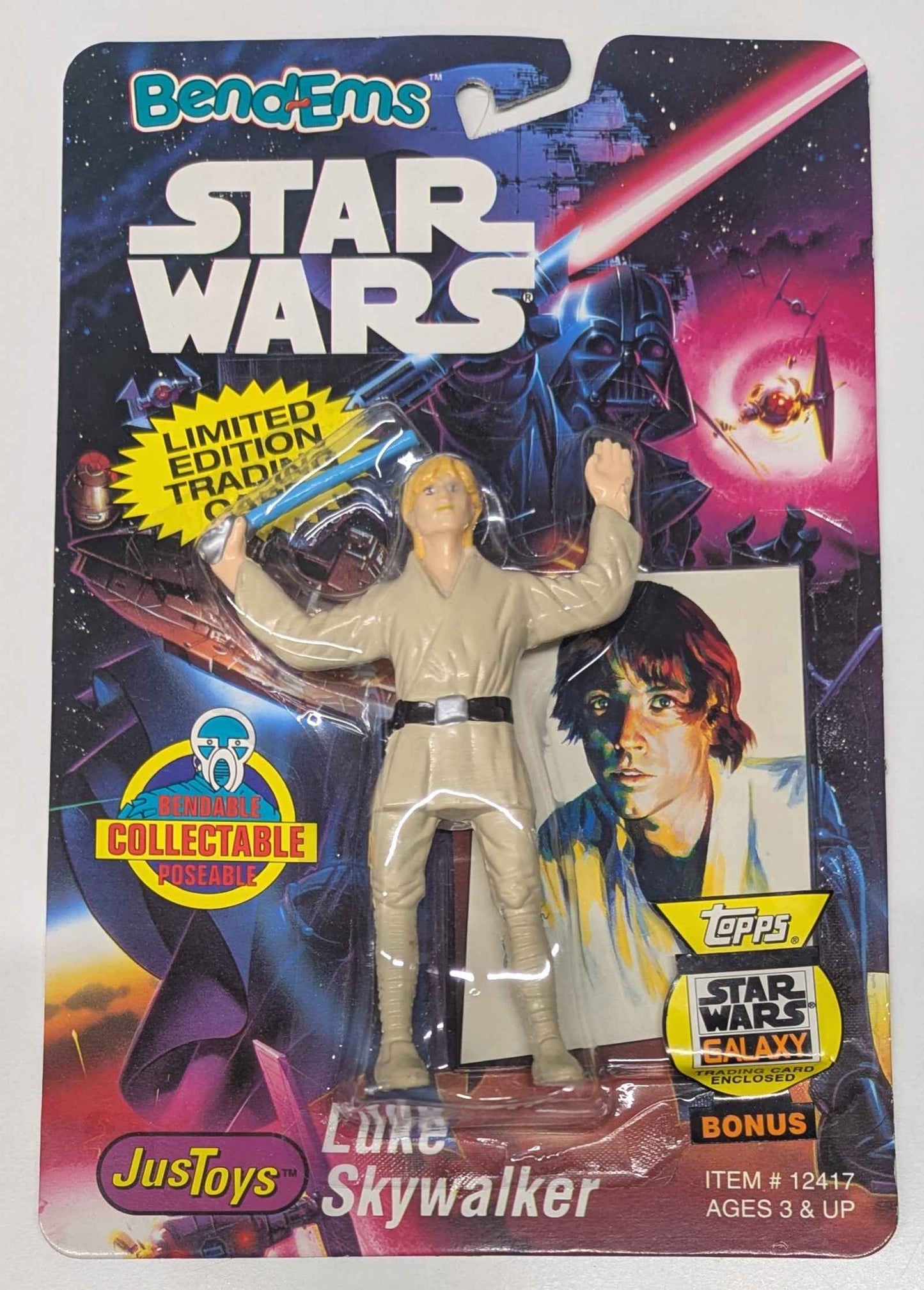 Bend-Ems Star Wars Action Figure w/ Topps Star Wars Galaxy Trading Card - Luke Skywalker