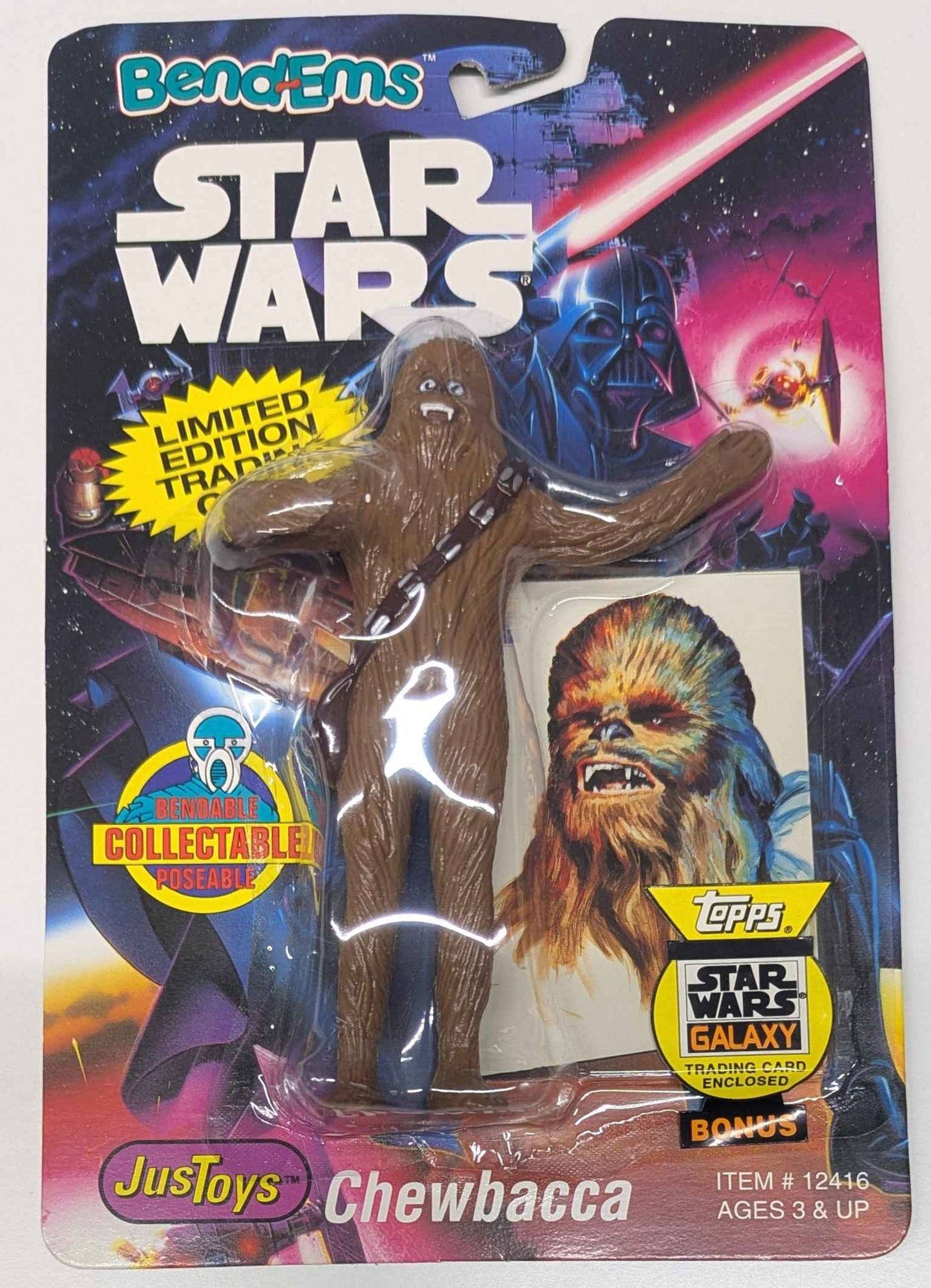 Bend-Ems Star Wars Action Figure w/ Topps Star Wars Galaxy Trading Card - Chewbacca