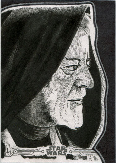 Star Wars Black & White Sketch Card by Juan Rosales of Obi-Wan Kenobi