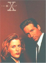 Promo card for The X-Files featuring main characters from Season 3 P1 trading cards