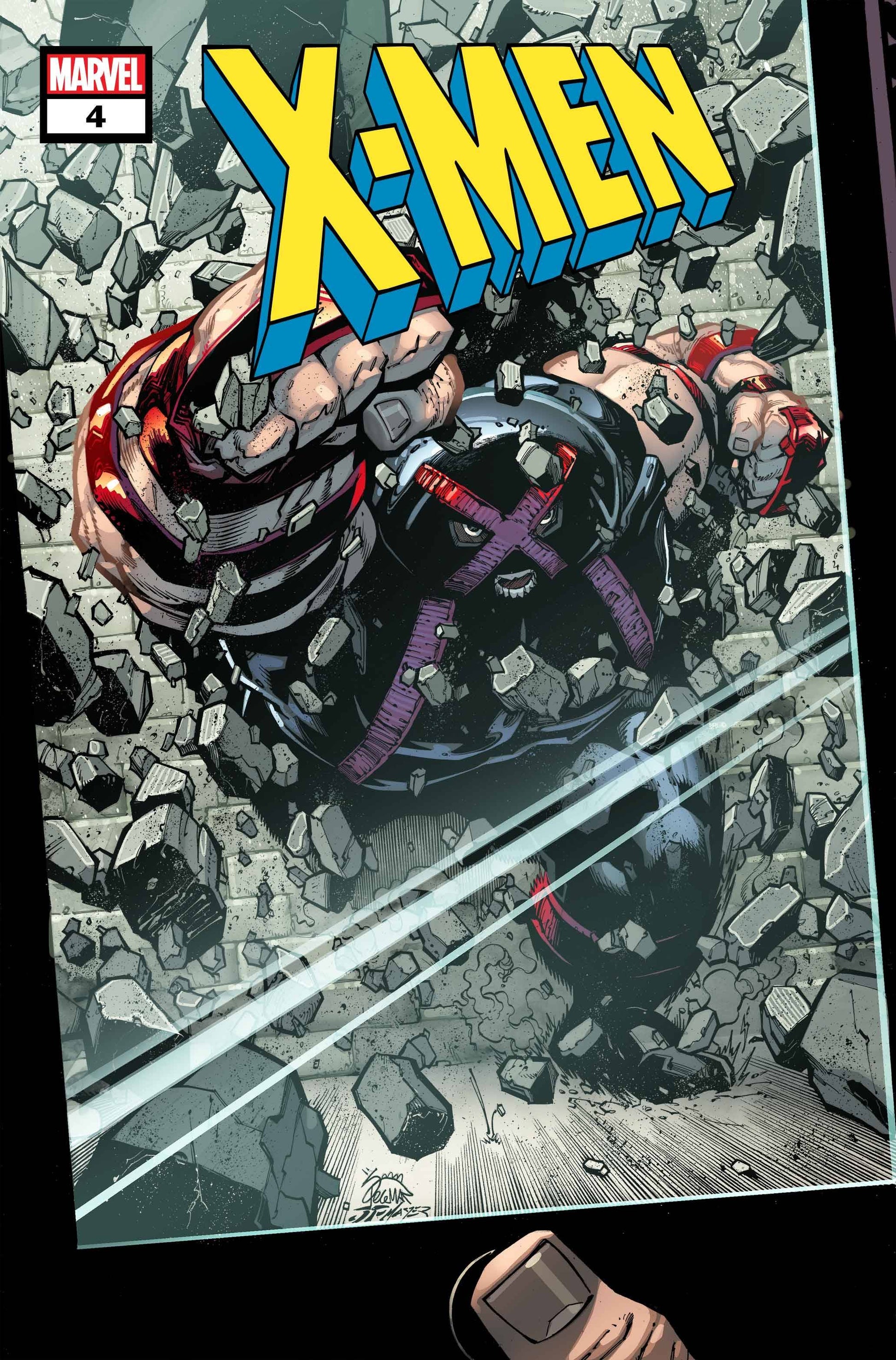 Comic book cover of X-MEN #4 featuring Trevor Fitzroy in dark armor with purple accents