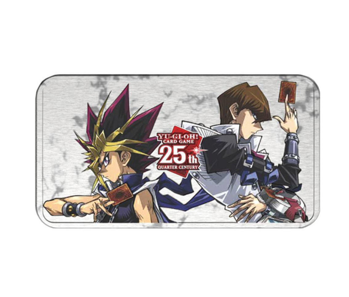 Yu-Gi-Oh! 25th Anniversary artwork showcasing dynamic anime characters for 25th anniversary tin