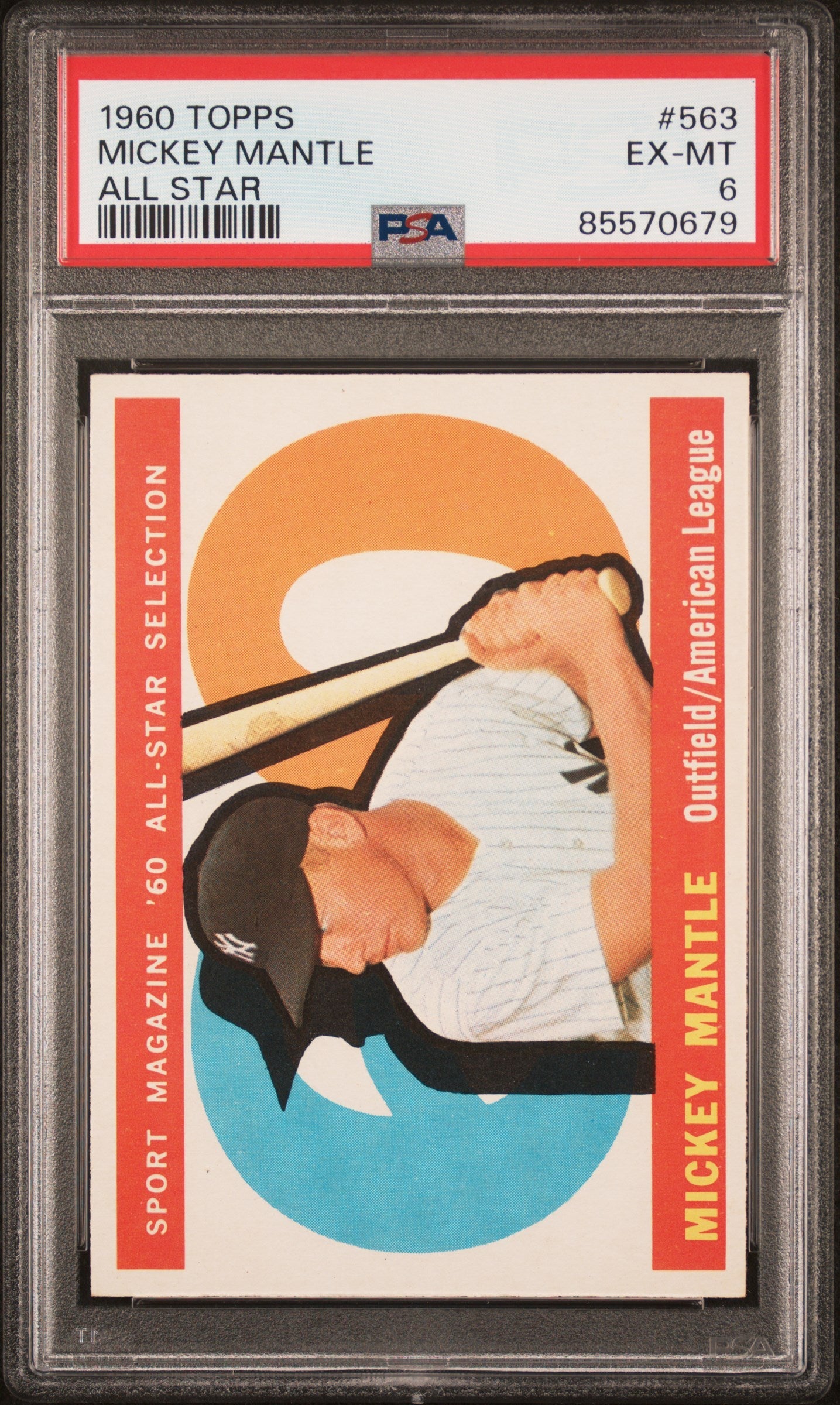 Mickey Mantle 1960 Topps All-Star #563 PSA EX-MT 6 graded baseball card in holder