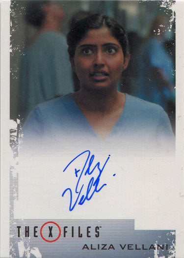 Autographed trading card of Aliza Vellani as Nurse Sandeep from X-Files Season 10 & 11