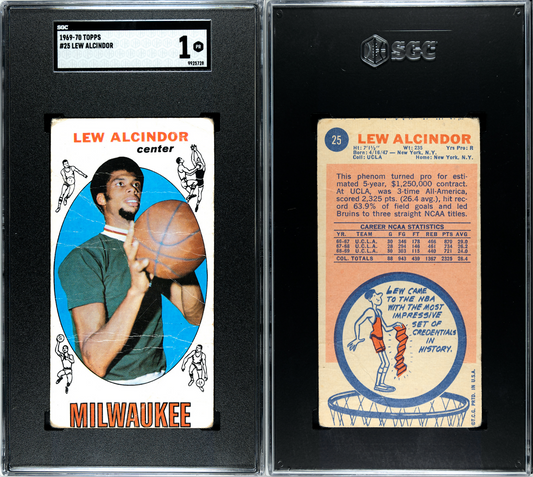 1969 ToppsB #25 Lew Alcindor SGC 1 cert#9925728