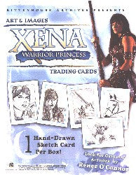 Xena Warrior Princess trading card box artwork on images trading card sell sheet