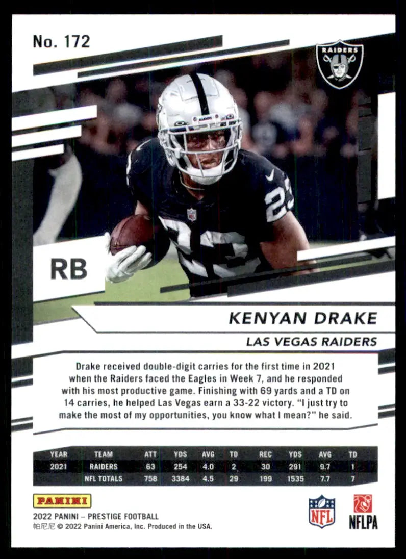 2022 Panini Prestige Kenyan Drake Las Vegas Raiders #172