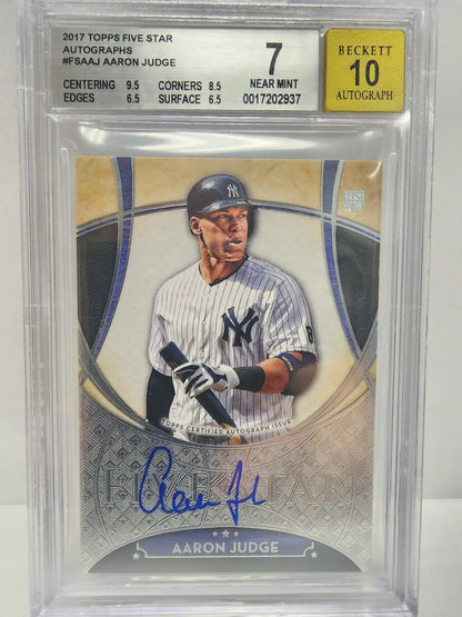 Graded Aaron Judge 2017 Topps Five Star Auto BGS 7 Auto 10 in protective case