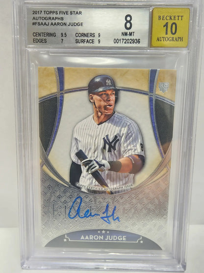 Graded 2017 Topps Five Star Auto BGS 8 with 10 autograph, featuring Yankees pinstripes