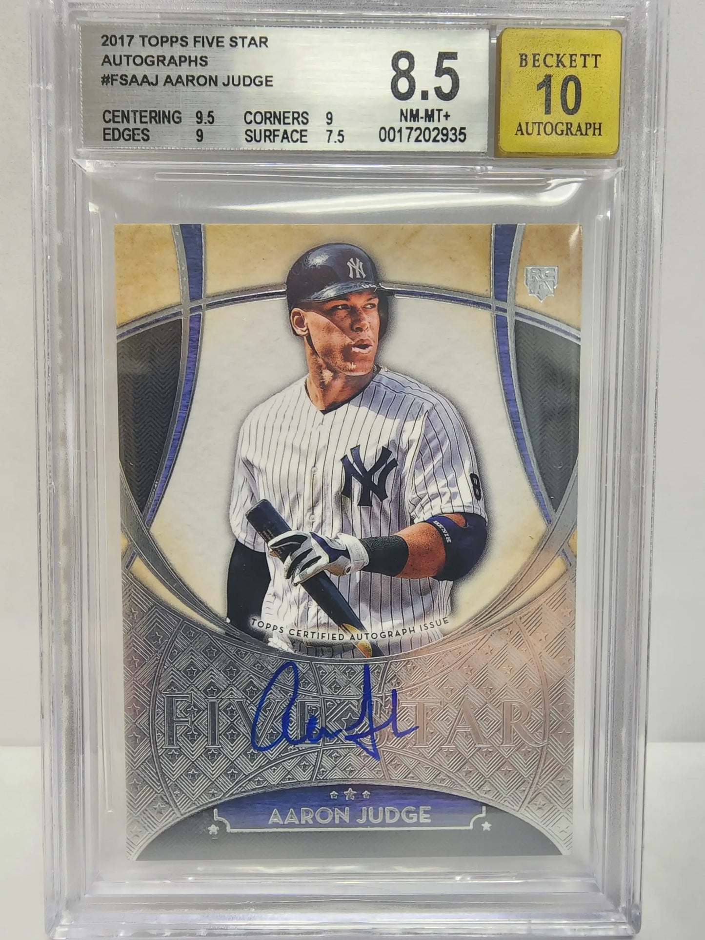 Graded 2017 Topps Five Star Auto BGS 8.5 New York Yankees Baseball Card