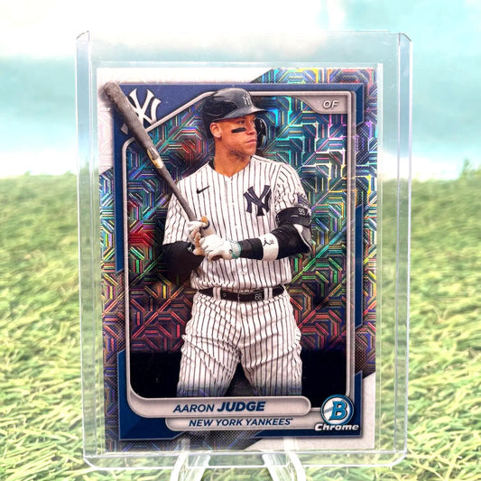 Aaron Judge 2024 Bowman Chrome #7 Mojo Refractor baseball card for Yankees fans