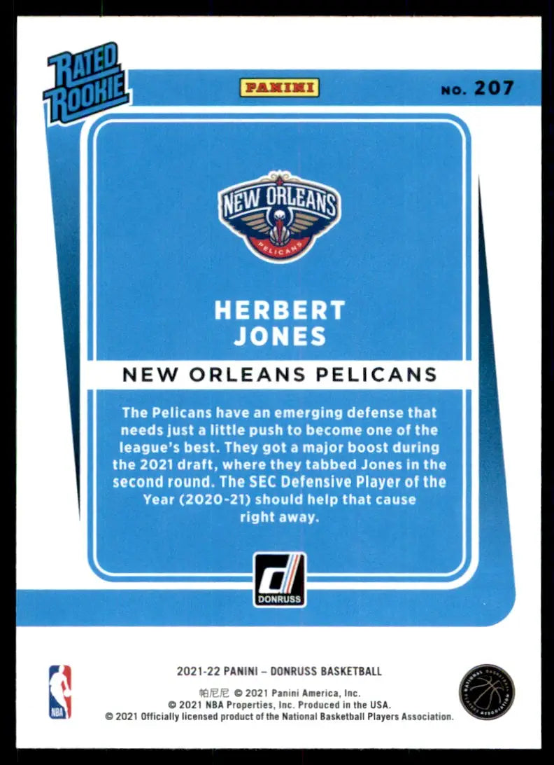 2021-22 Panini Donruss Herbert Jones Rookie New Orleans Pelicans #207