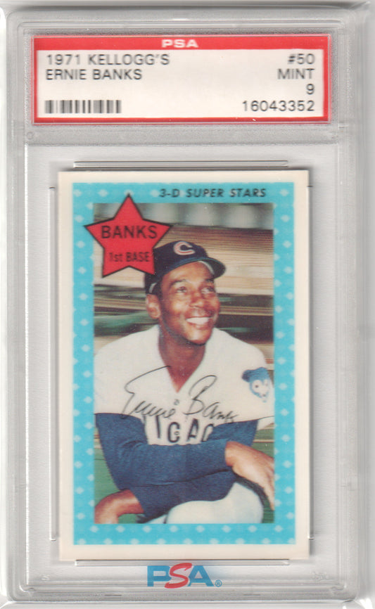 ERNIE BANKS 1971 Kellogg's 3D Super Stars #50 PSA 9 MINT - CUBS