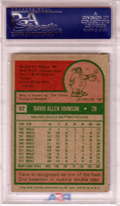 DAVE DAVEY JOHNSON 1975 Topps #57 PSA 9 MINT - BRAVES