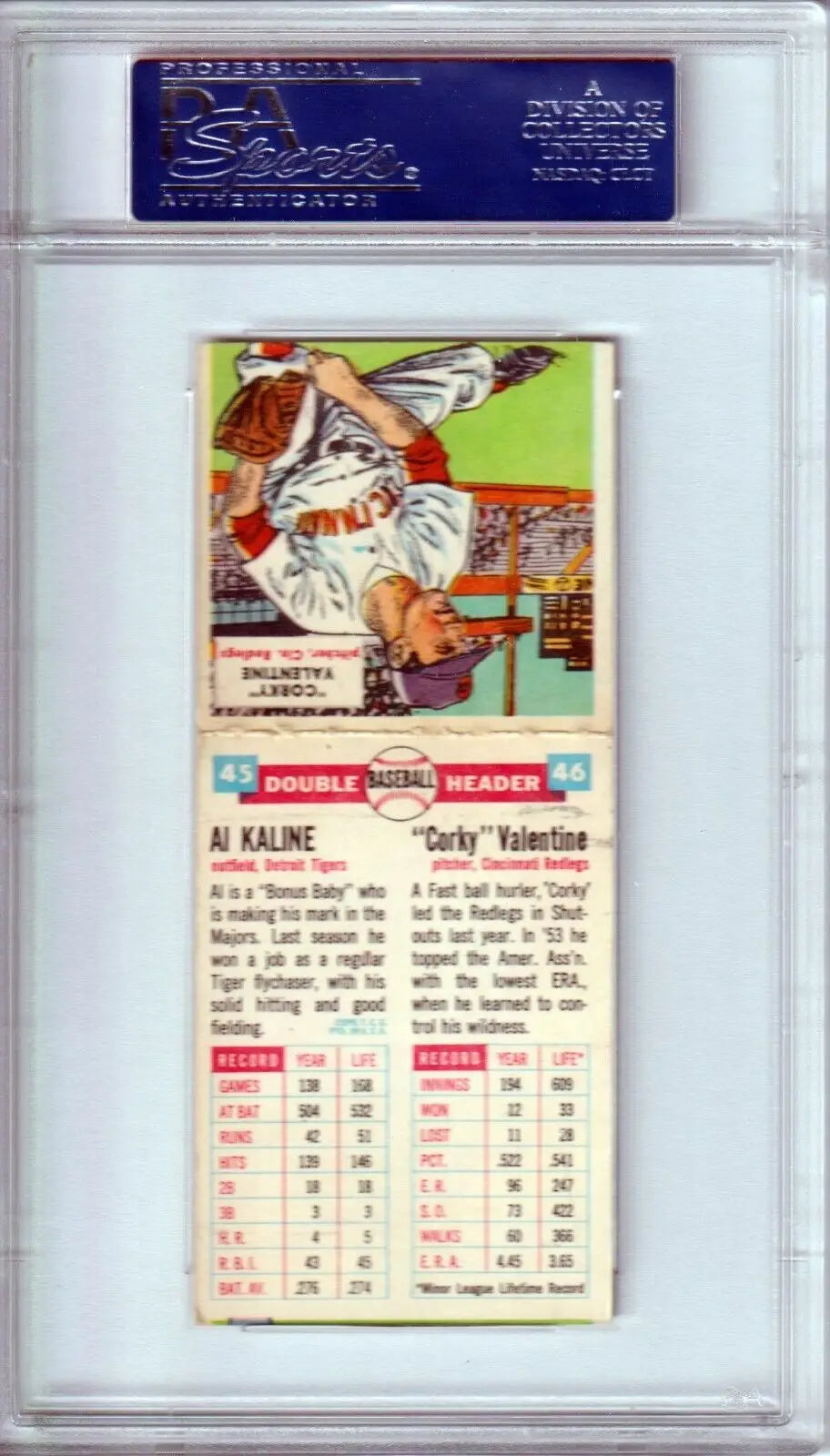 Baseball card in protective case featuring Al Kaline 1955 Topps from Columbia Hobby