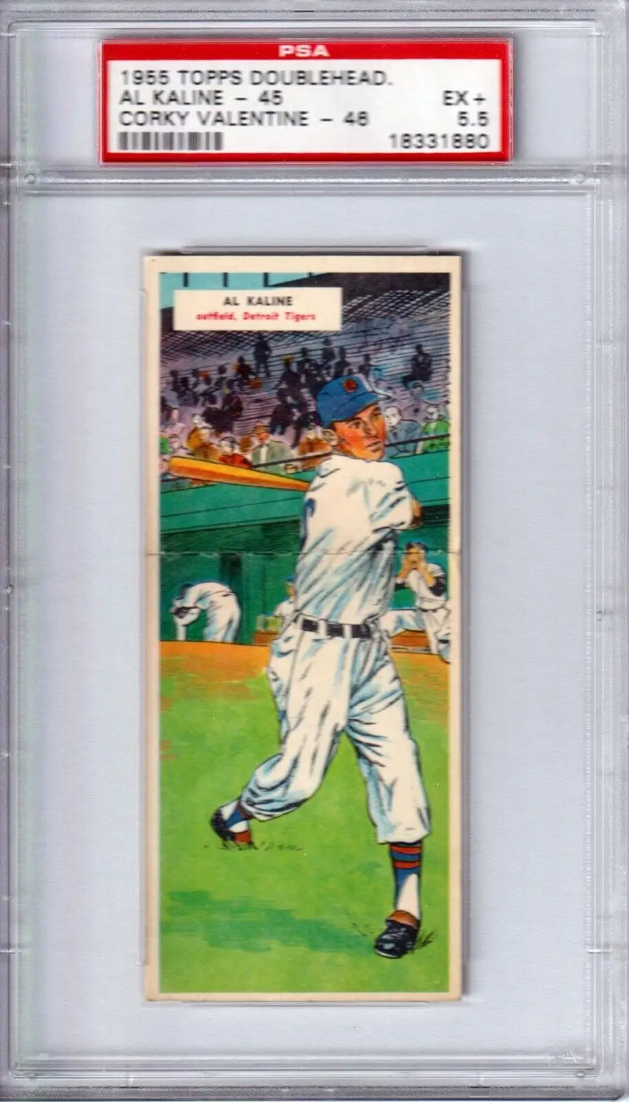 PSA-graded Al Kaline 1955 Topps card in white uniform available at Columbia Hobby, box free shipping