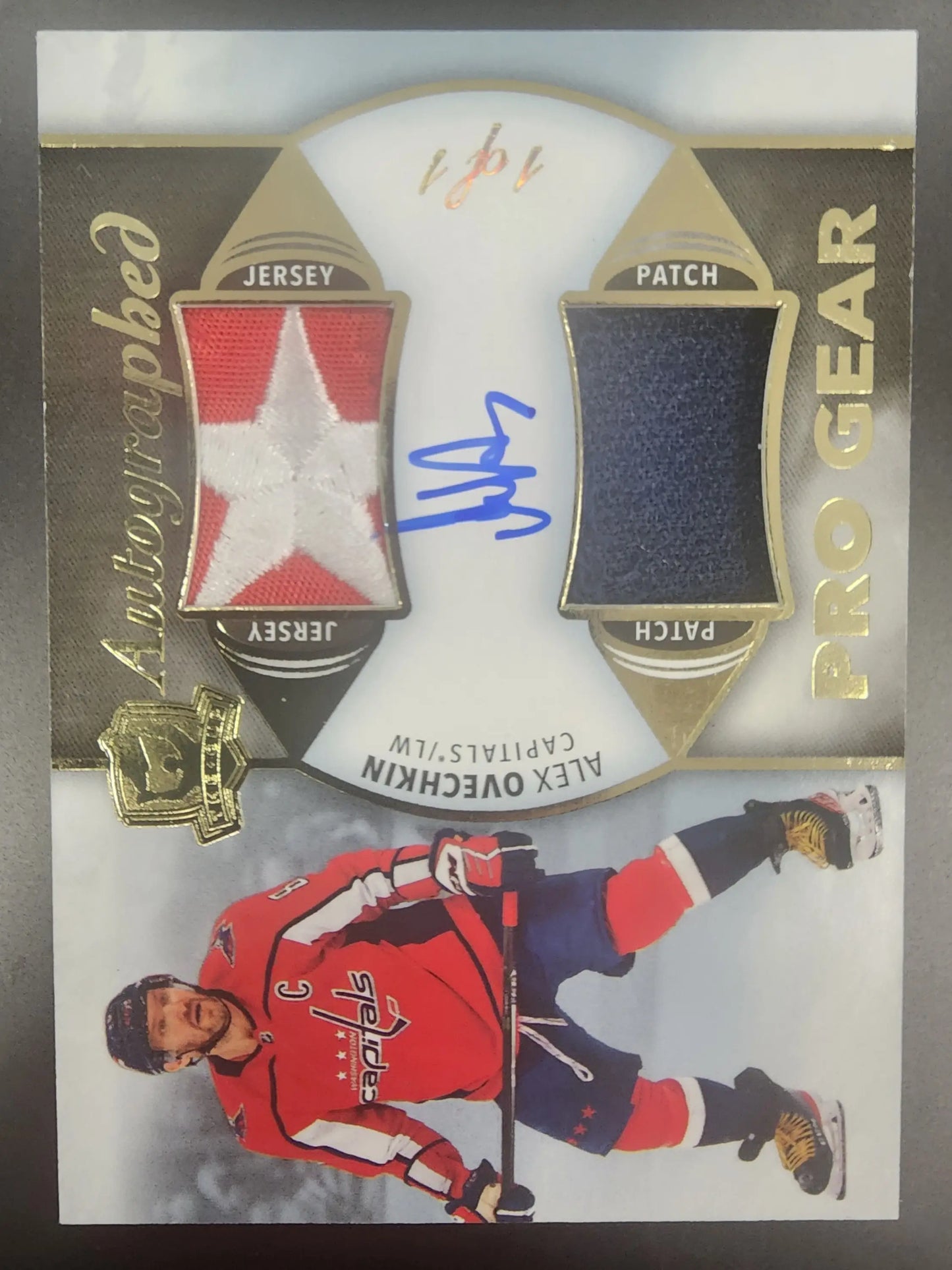 Alex Ovechkin 2021 Upper Deck The Cup Autographed Pro Gear card with jersey and patch