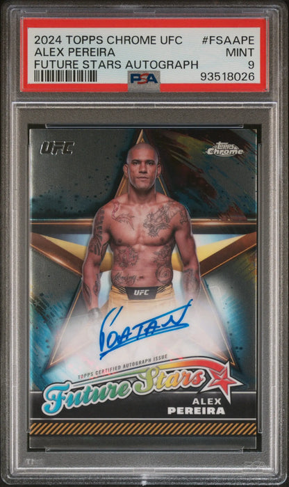 PSA-graded Alex Pereira 2024 Topps Chrome UFC Future Stars Autograph in protective case