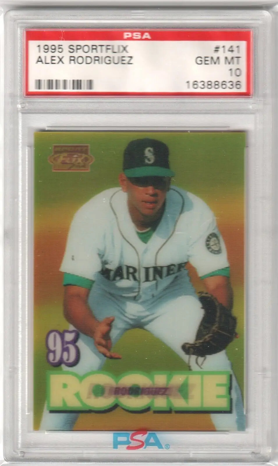 PSA 10 ALEX RODRIGUEZ 1995 Sportflix rookie card in Mariners uniform for single cards, Columbia Hobby