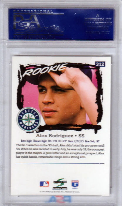 Alex Rodriguez 1995 Score RC Rookie #312 PSA 10 GEM MINT trading card from Columbia Hobby