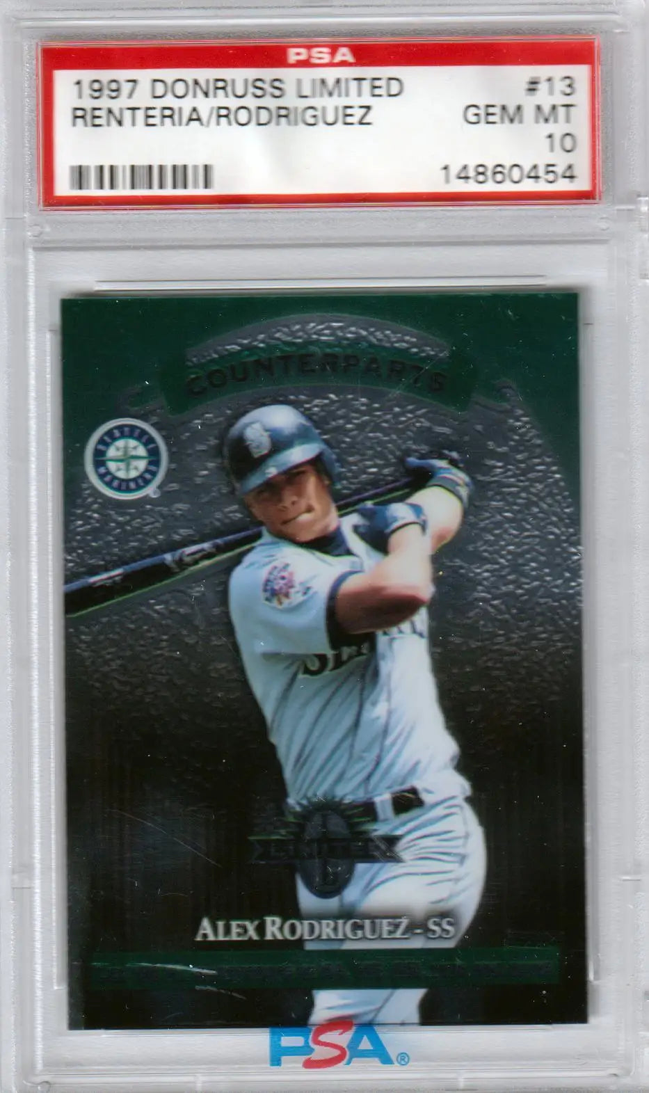 PSA-graded Alex Rodriguez 1997 Donruss Limited Mariners trading card in GEM MINT condition