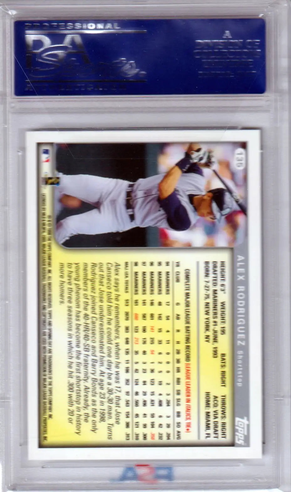 ALEX RODRIGUEZ 1999 Topps Opening Day #135 PSA 10 GEM MINT in protective holder