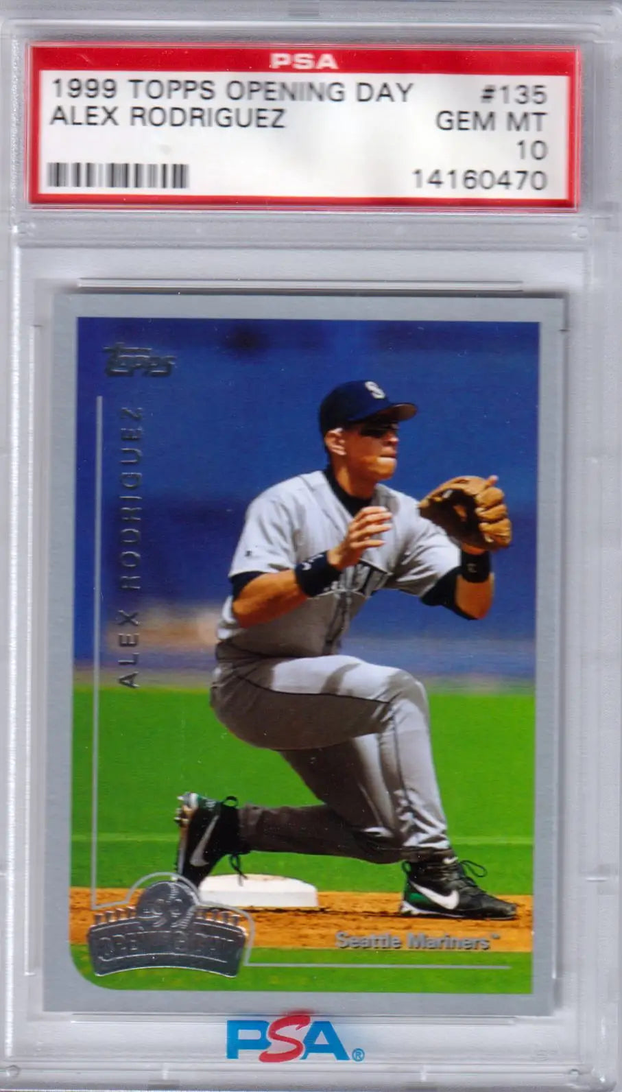 ALEX RODRIGUEZ 1999 Topps Opening Day #135 PSA 10 GEM MINT card in protective case