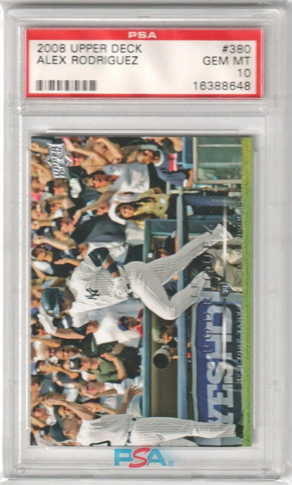 PSA 10 GEM MINT ALEX RODRIGUEZ 2008 Upper Deck card leaping catch from Columbia Hobby